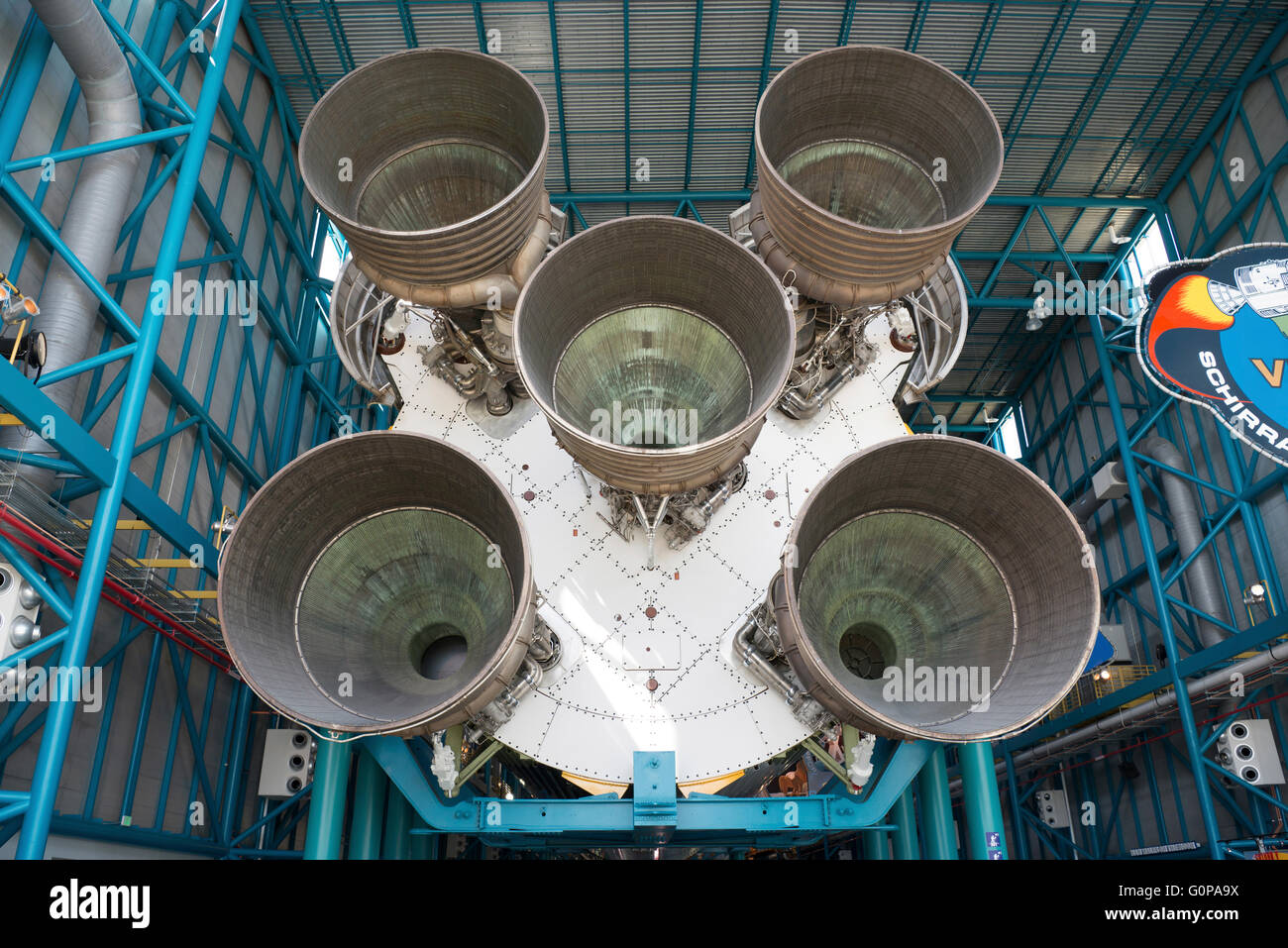 Saturn V-Rakete vom Apollo Mondprogramm, Saturn V komplexe, Kennedy Space Center, Merritt Insel, Florida, USA Stockfoto