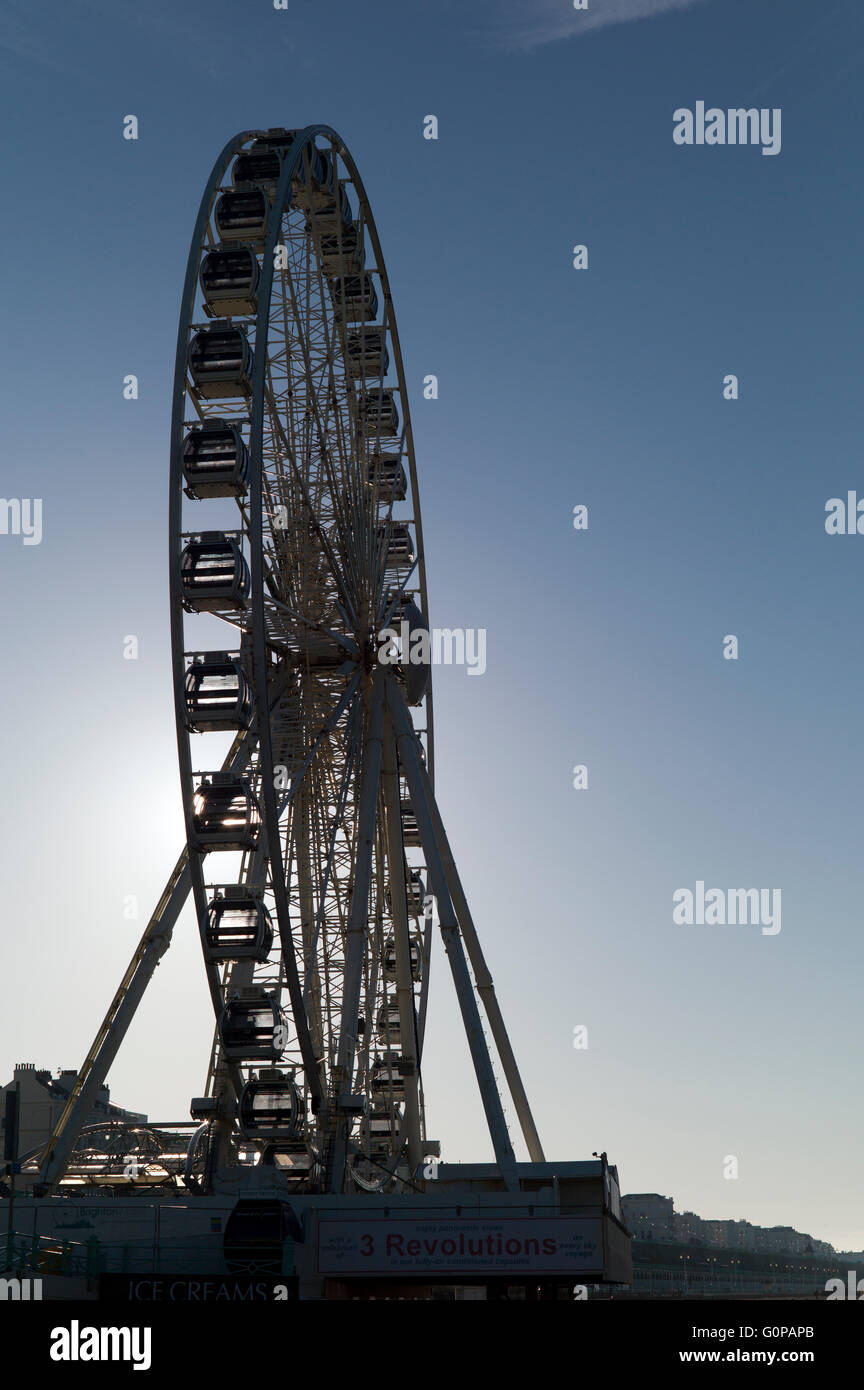 Brighton-Riesenrad in der Silhouette, am frühen Morgen Stockfoto