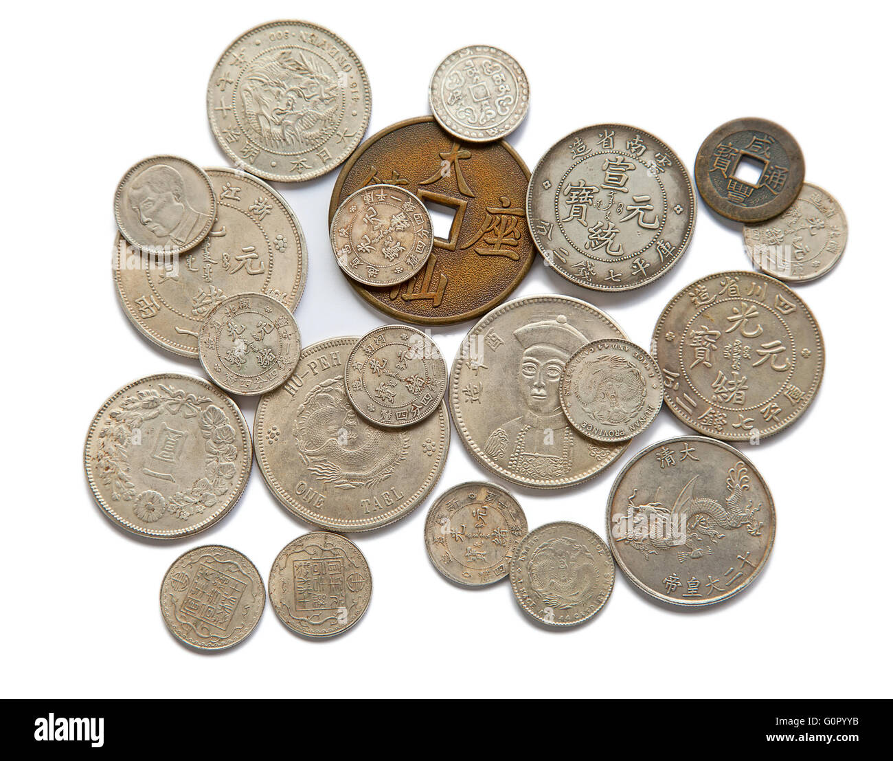 Riesiger Haufen der China Münzen Stockfoto