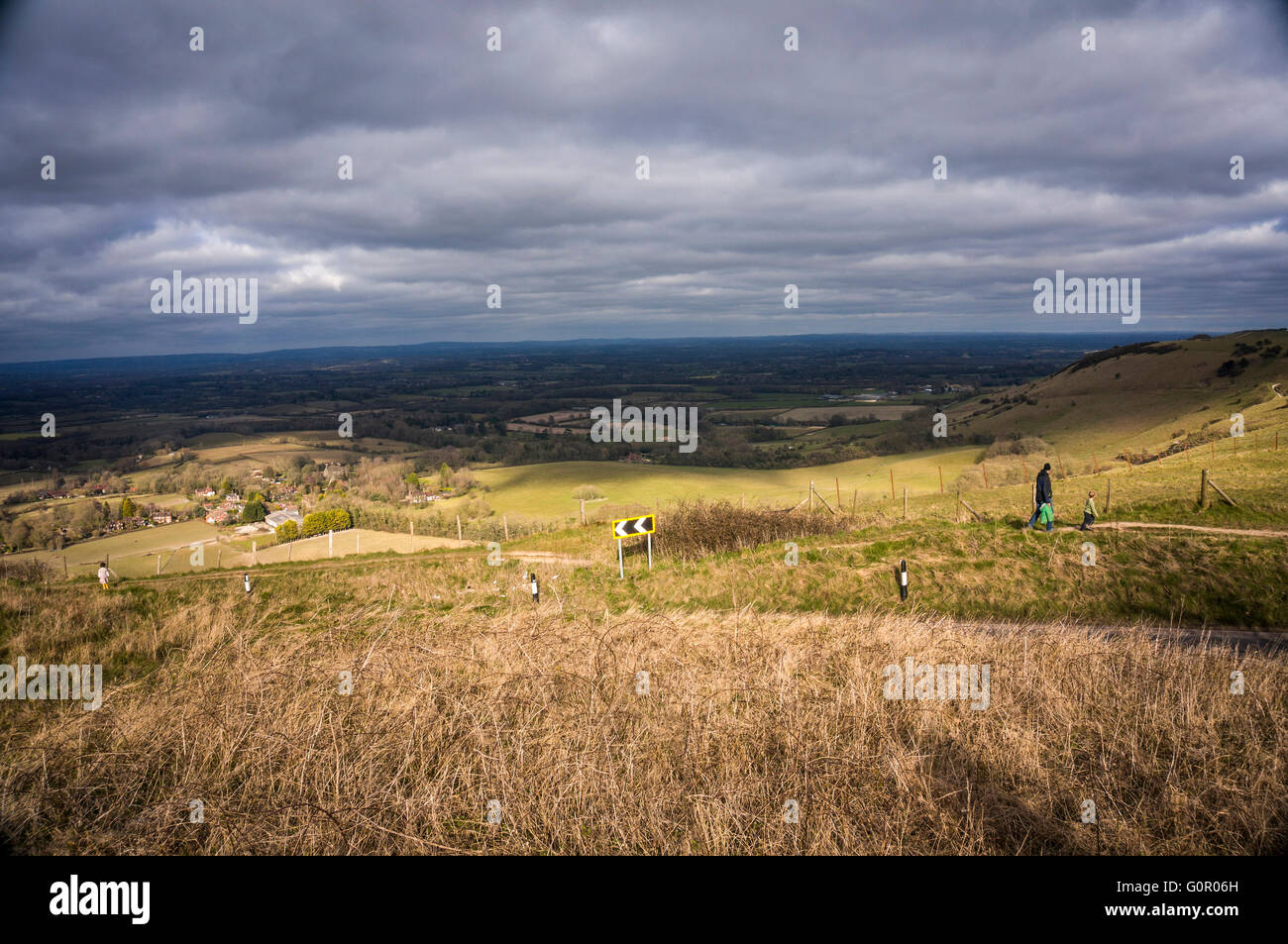 Die Aussicht vom Ditchling Beacon in East Sussex Weald, England, UK Stockfoto