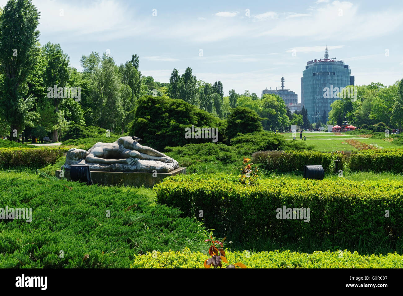 Blumengarten in Herastrau Park, Bukarest, Rumänien. Stockfoto