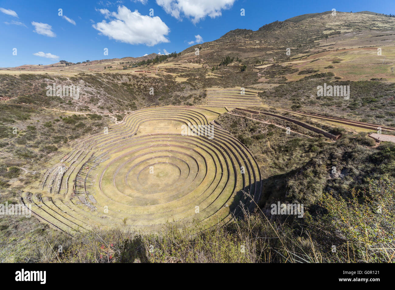 Moray - Inca landwirtschaftliche Terrassen in der Nähe von Maras, Peru Stockfoto