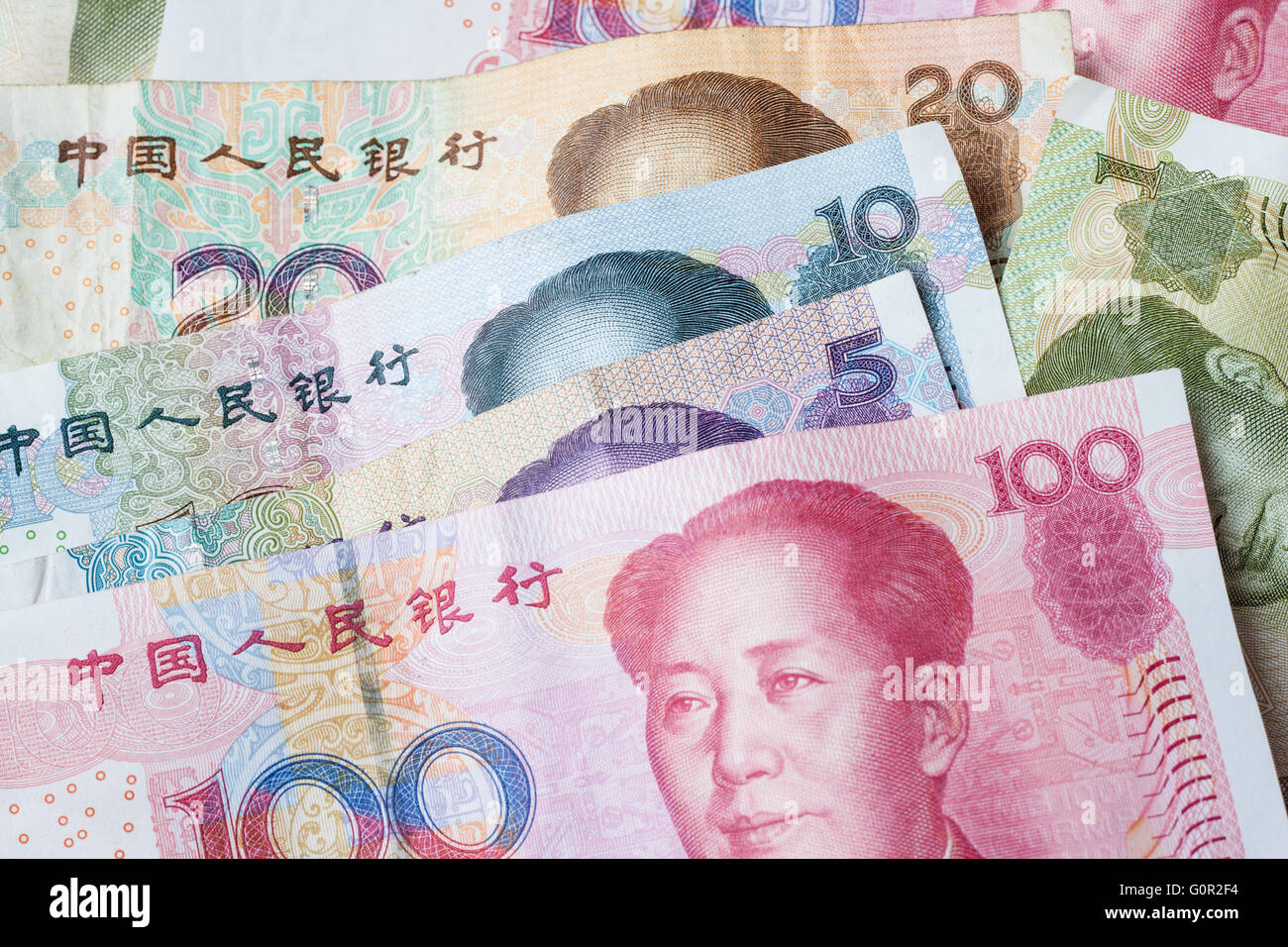 Banknoten der chinesischen Währung als Hintergrund Stockfoto