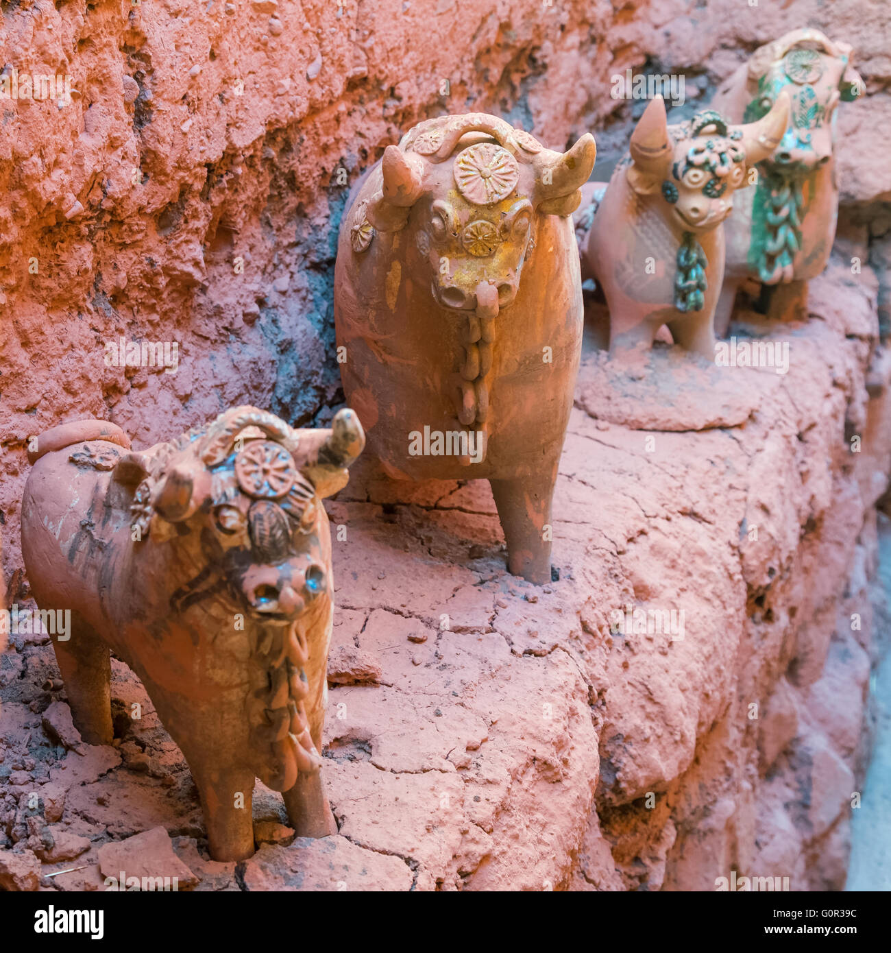 Vieh Spielzeug Idol Tonfiguren in Pukara Peru Stockfoto