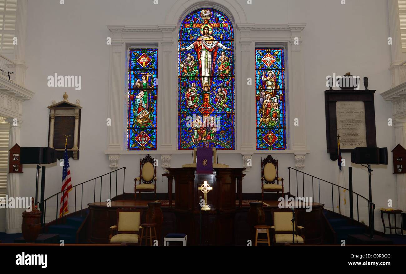 Altar der presbyterianischen Kirche Stockfoto