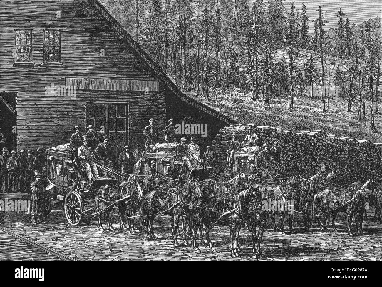 NEVADA: Virginia City Reno, Central Pacific Railway, antiken print c1880 Stockfoto