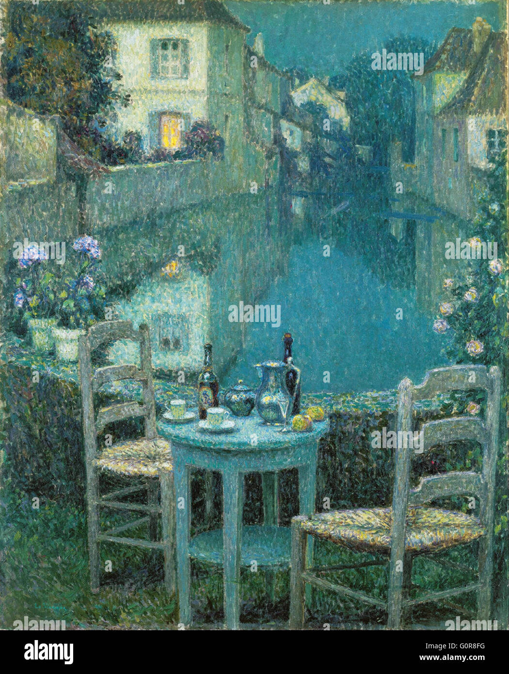 Henri Le Sidaner - Tischchen in Abenddämmerung - Ohara Museum of Art, Japan Stockfoto