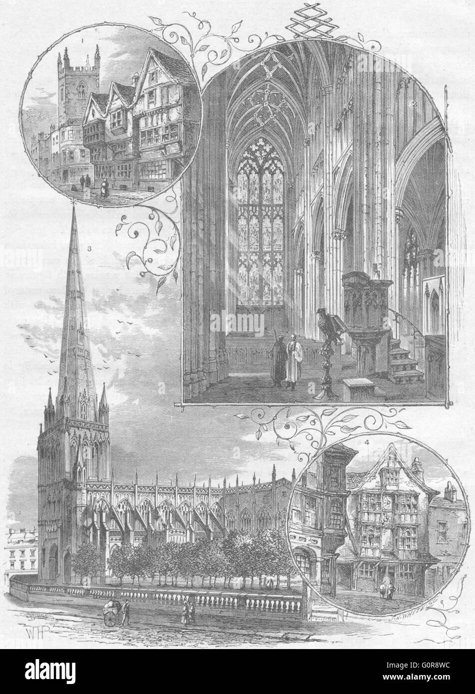 BRISTOL: Maryleport St; St Mary Redcliffe; Pithay, antike print 1898 Stockfoto