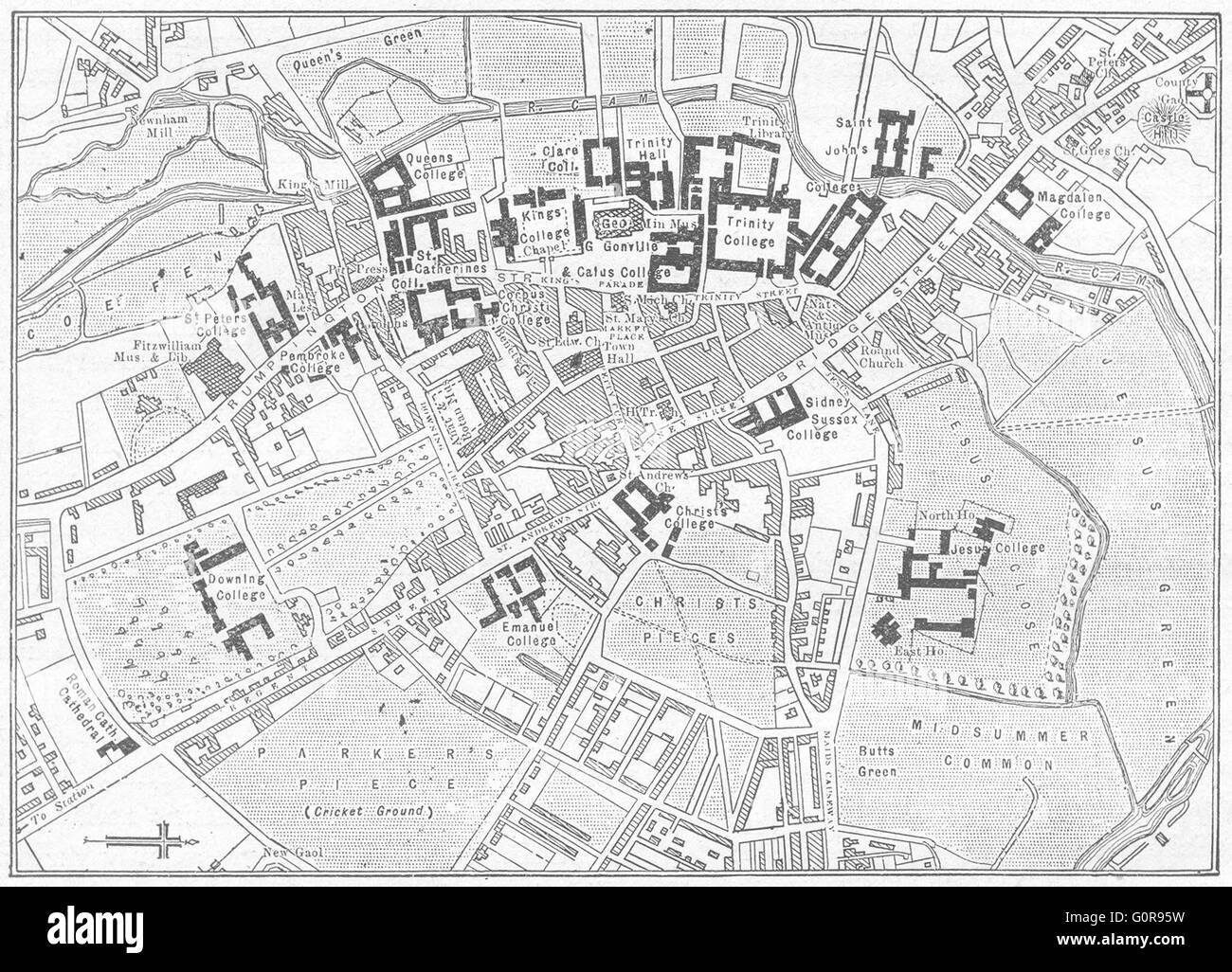 CAMBS: Cambridge, Kartenskizze, 1898 Stockfoto