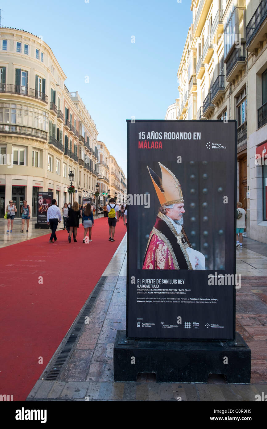 Larios Straße im spanischen Málaga-Filmfestival. Stockfoto