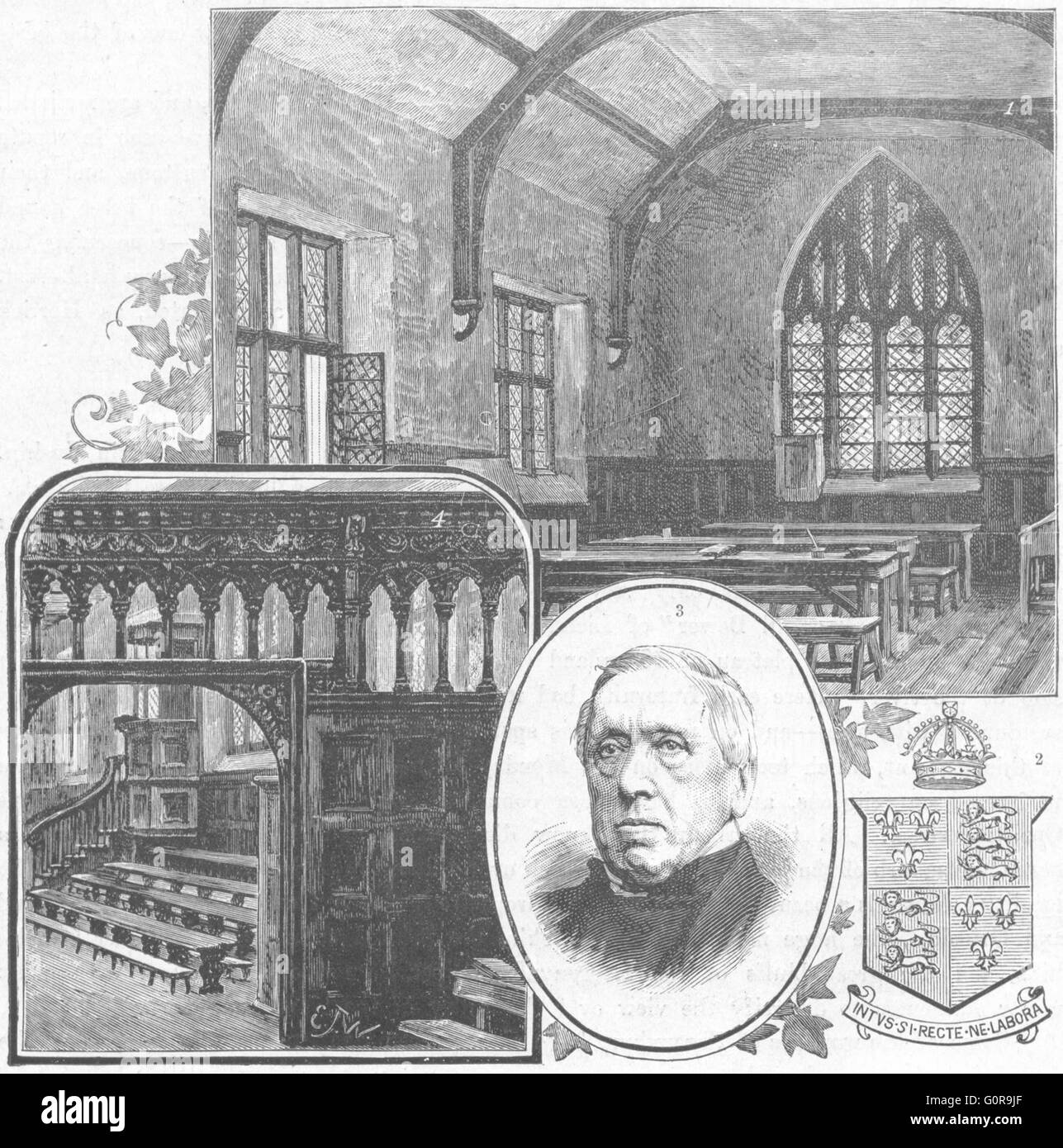 SHREWSBURY: Gymnasium: Arme Dr. Kennedy Chapel, antiken Druck 1898 Stockfoto