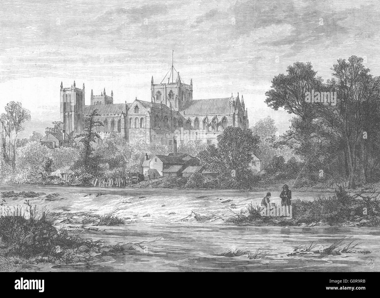 YORKS: Ripon Minster, Süd-Ost, antique print 1898 Stockfoto