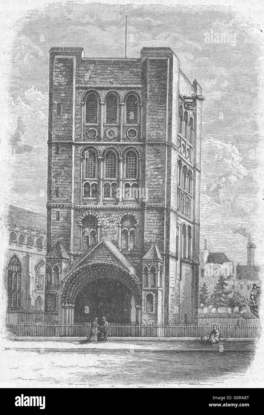 SUFFOLK: Bury St Edmunds: Normannischer Turm, antiken Druck 1898 Stockfoto