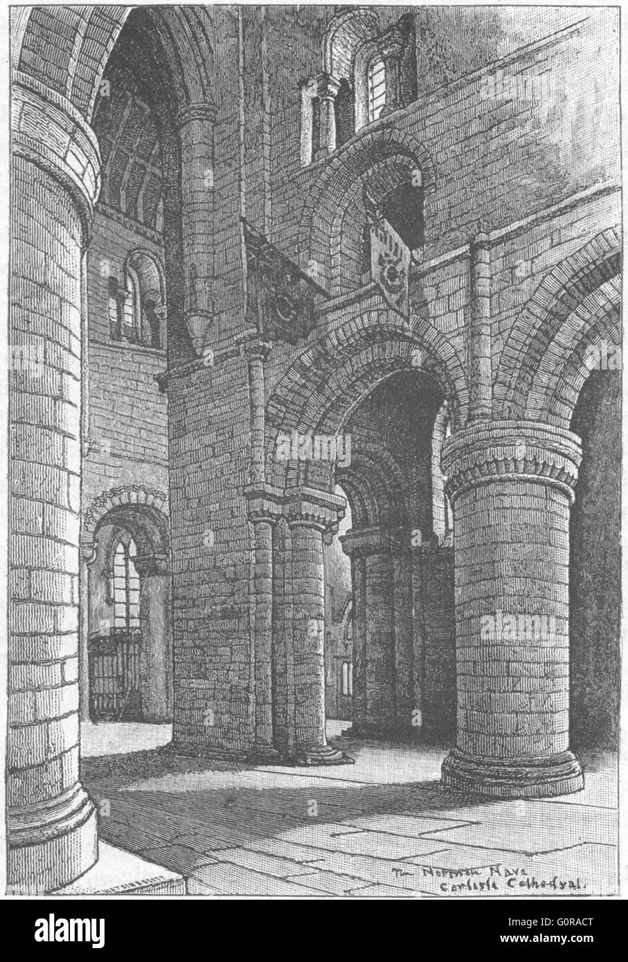 CUMBS: Carlisle: Kirchenschiff, Kathedrale, antique print 1898 Stockfoto