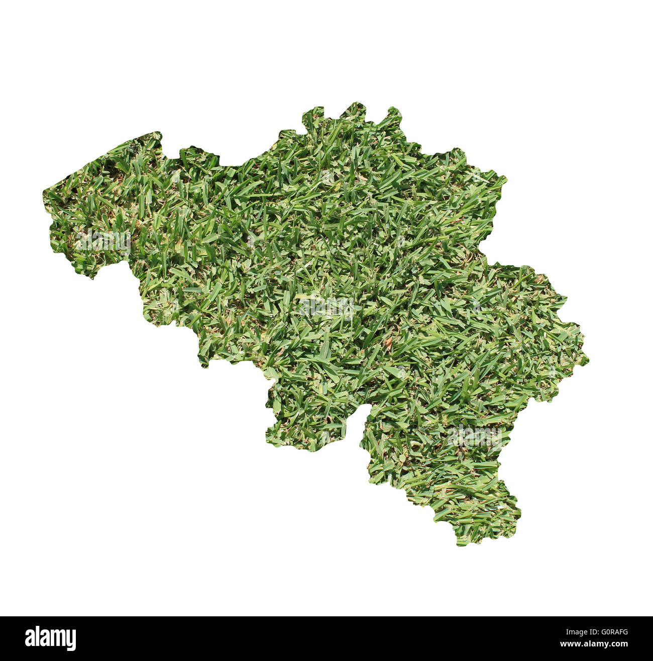 Karte von Belgien gefüllt mit grünen Rasen, Umwelt und Ökologie-Konzept. Stockfoto