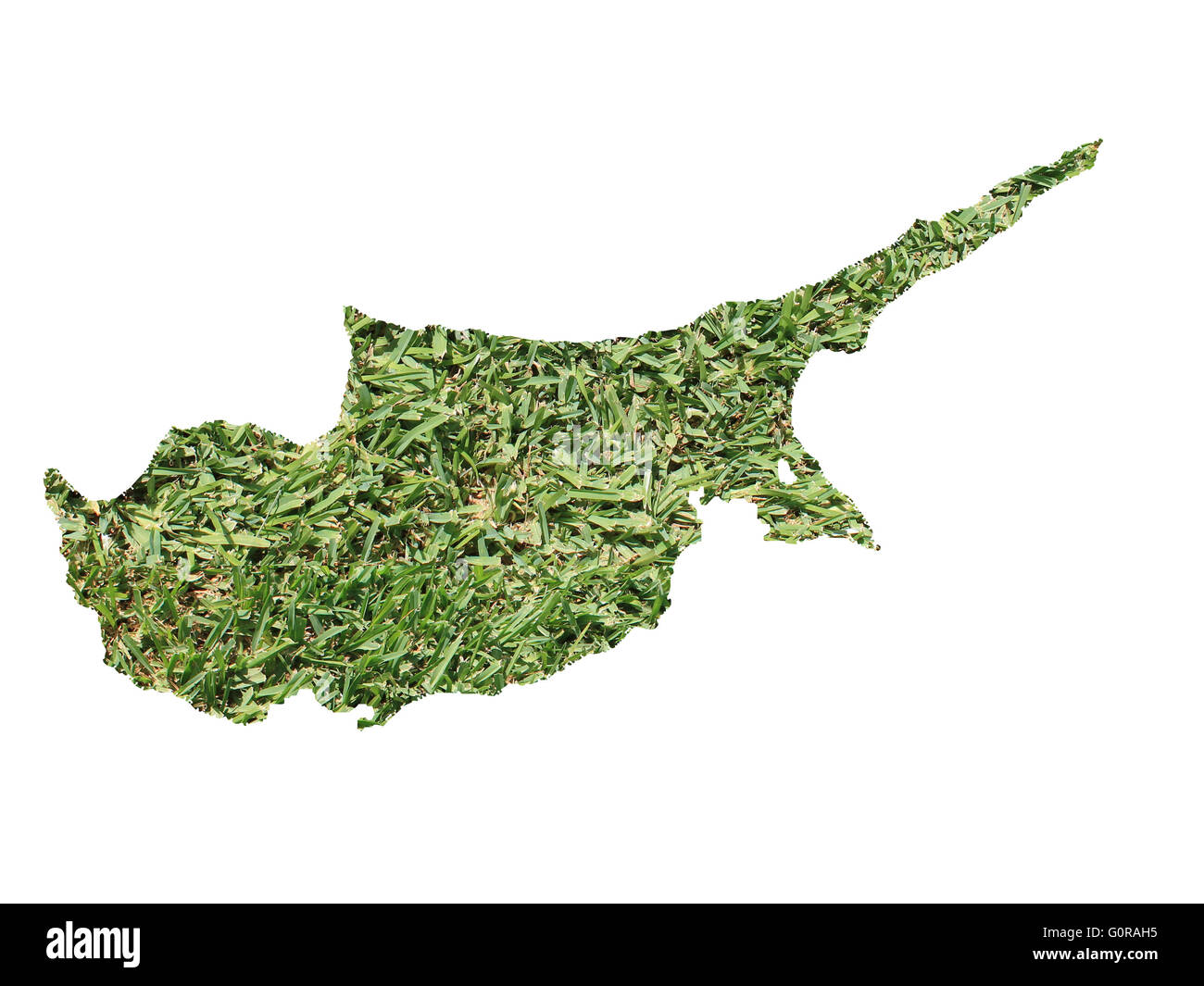 Karte von Zypern gefüllt mit grünen Rasen, Umwelt und Ökologie-Konzept. Stockfoto