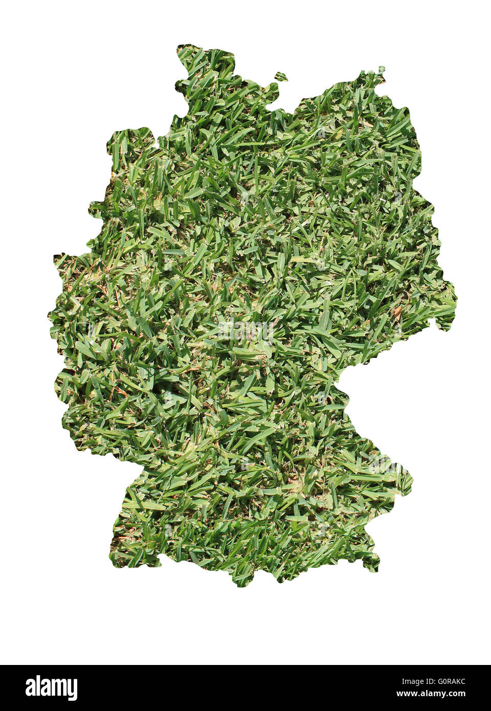 Karte von Deutschland gefüllt mit grünen Rasen, Umwelt und Ökologie-Konzept. Stockfoto