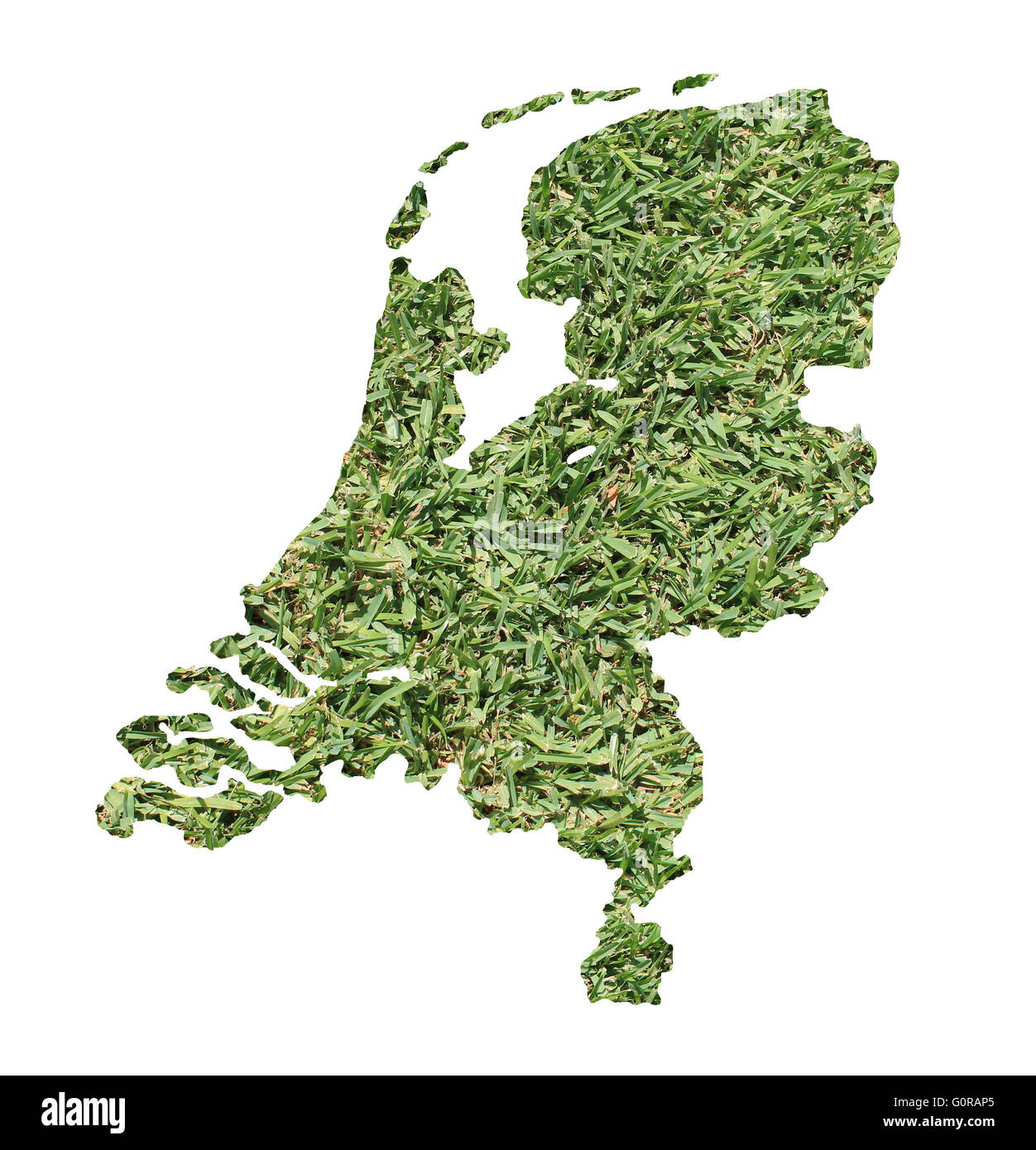 Karte von Niederlande gefüllt mit grünen Rasen, Umwelt und Ökologie-Konzept. Stockfoto