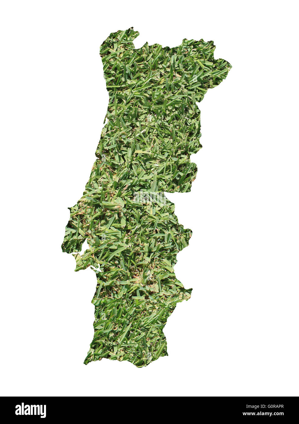 Karte von Portugal gefüllt mit grünen Rasen, Umwelt und Ökologie-Konzept. Stockfoto