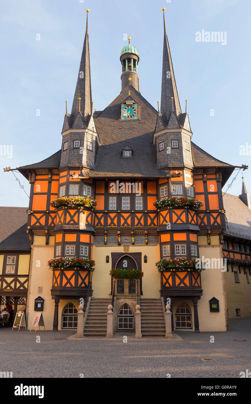 Rathaus Wernigerode, Harz, Sachsen-Anhalt, Deutschland Stockfoto