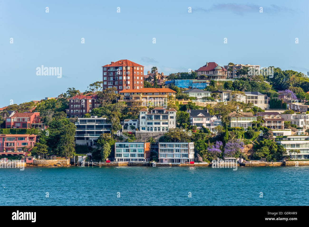 Die wohlhabenden Vorort von Point Piper Sydney Hafen-Seite gesehen von Sydney Harbour, Sydney, New South Wales, Australien Stockfoto