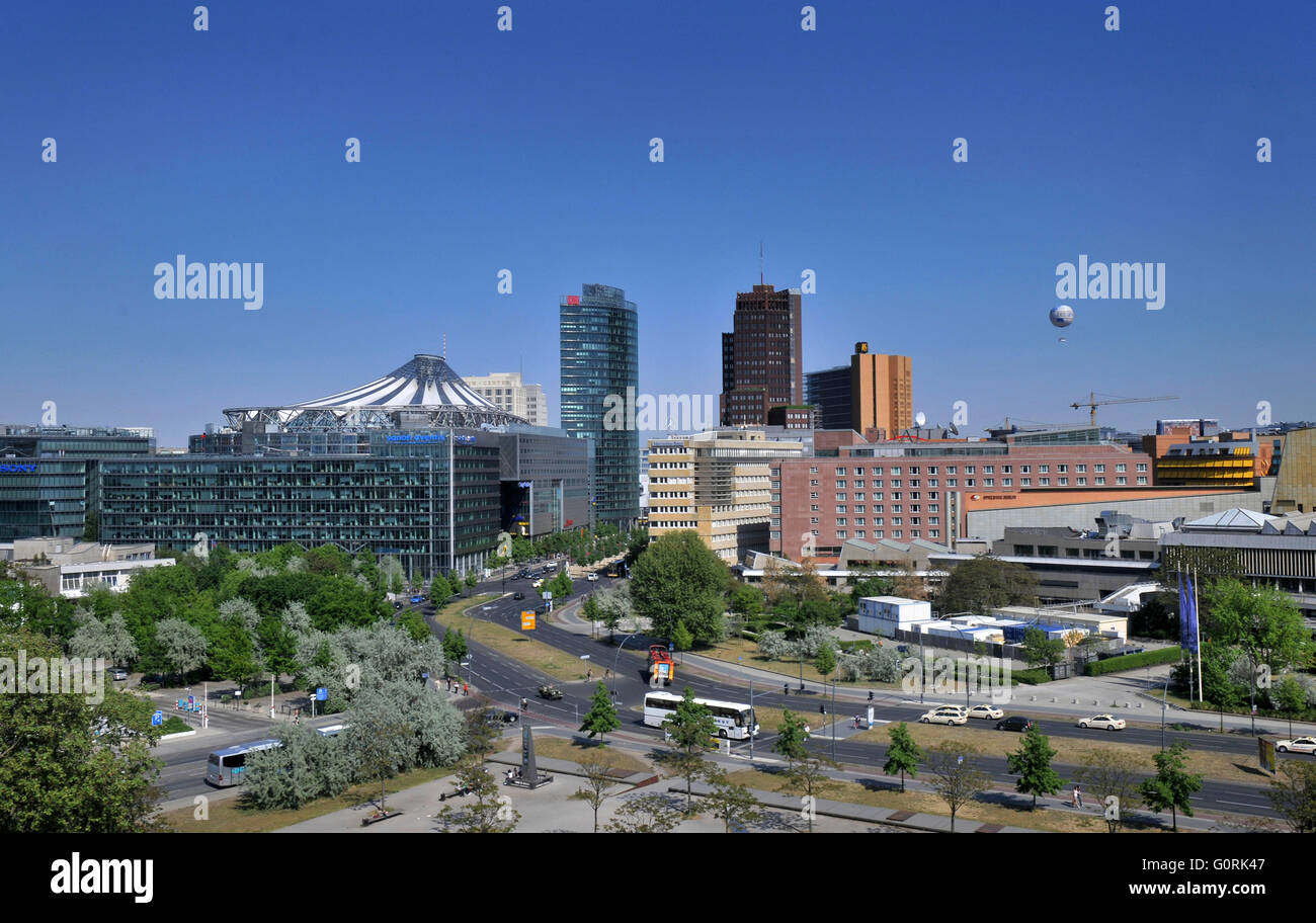 Sony Center, Sanofi Aventis, BahnTower, Kollhoff-Tower, staatliche Bibliothek, Potsdamer Straße, Potsdamer Platz, Mitte, Berlin, Deutschland Stockfoto
