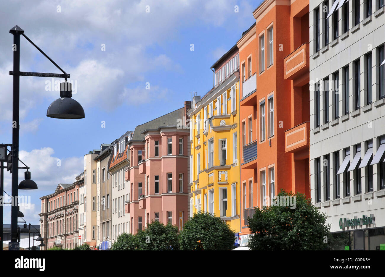 Häuser, Fassaden, Carl-Schurz-Straße, Olt Stadt, Spandau, Berlin, Deutschland Stockfoto