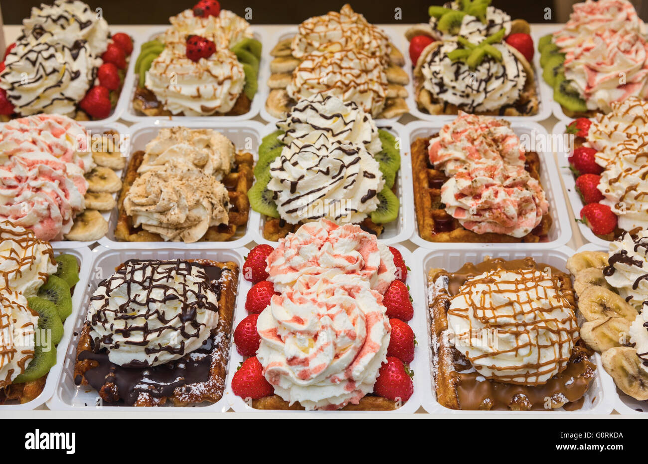 Waffeln-Brüssel-Belgien Stockfoto