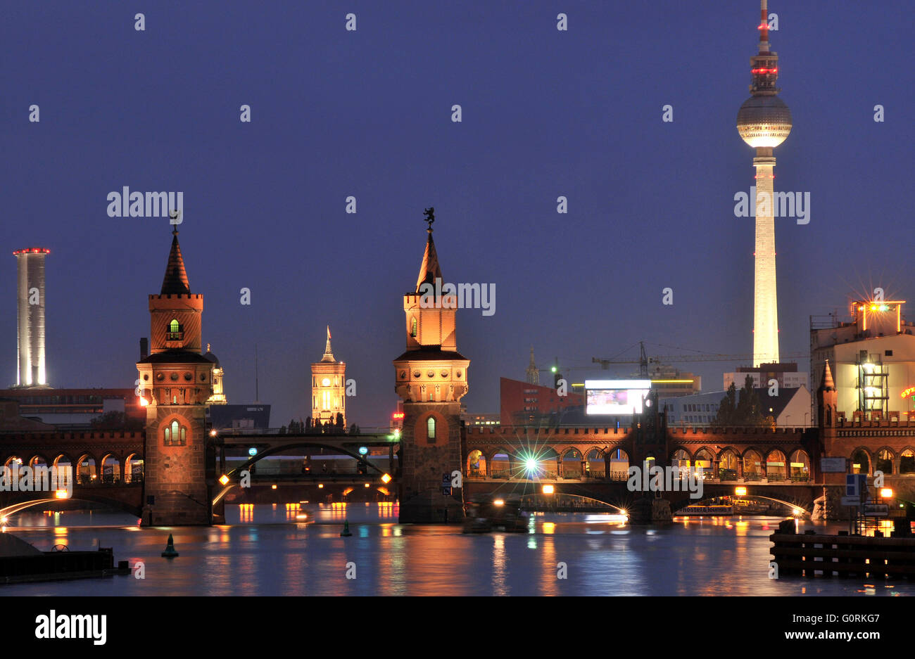 TV-Turm, Oberbaumbrücke, Spree, Berlin, Deutschland / Oberbaumbrücke, Oberbaumbr? Cke, Fernsehturm, Fernsehturm Stockfoto