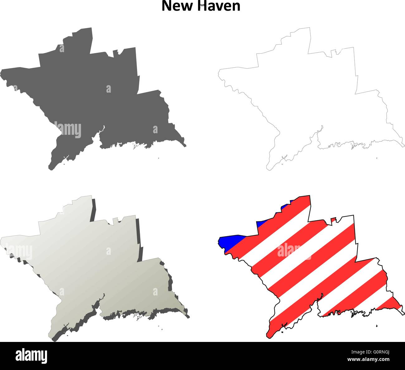 New Haven County, Connecticut Umriss Karte gesetzt Stock Vektor