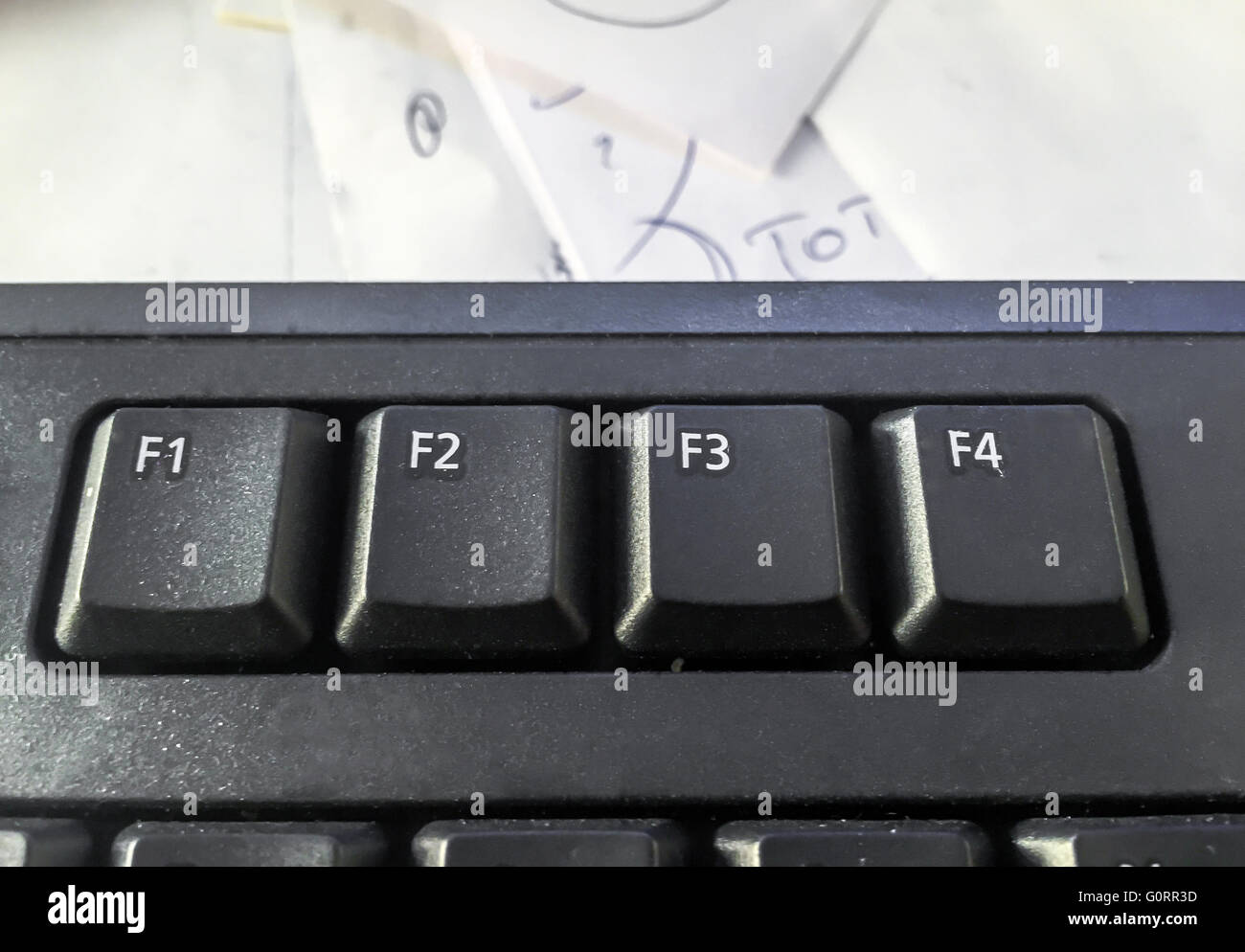 Nahaufnahme von Funktionstasten auf einer pc-Tastatur Stockfoto