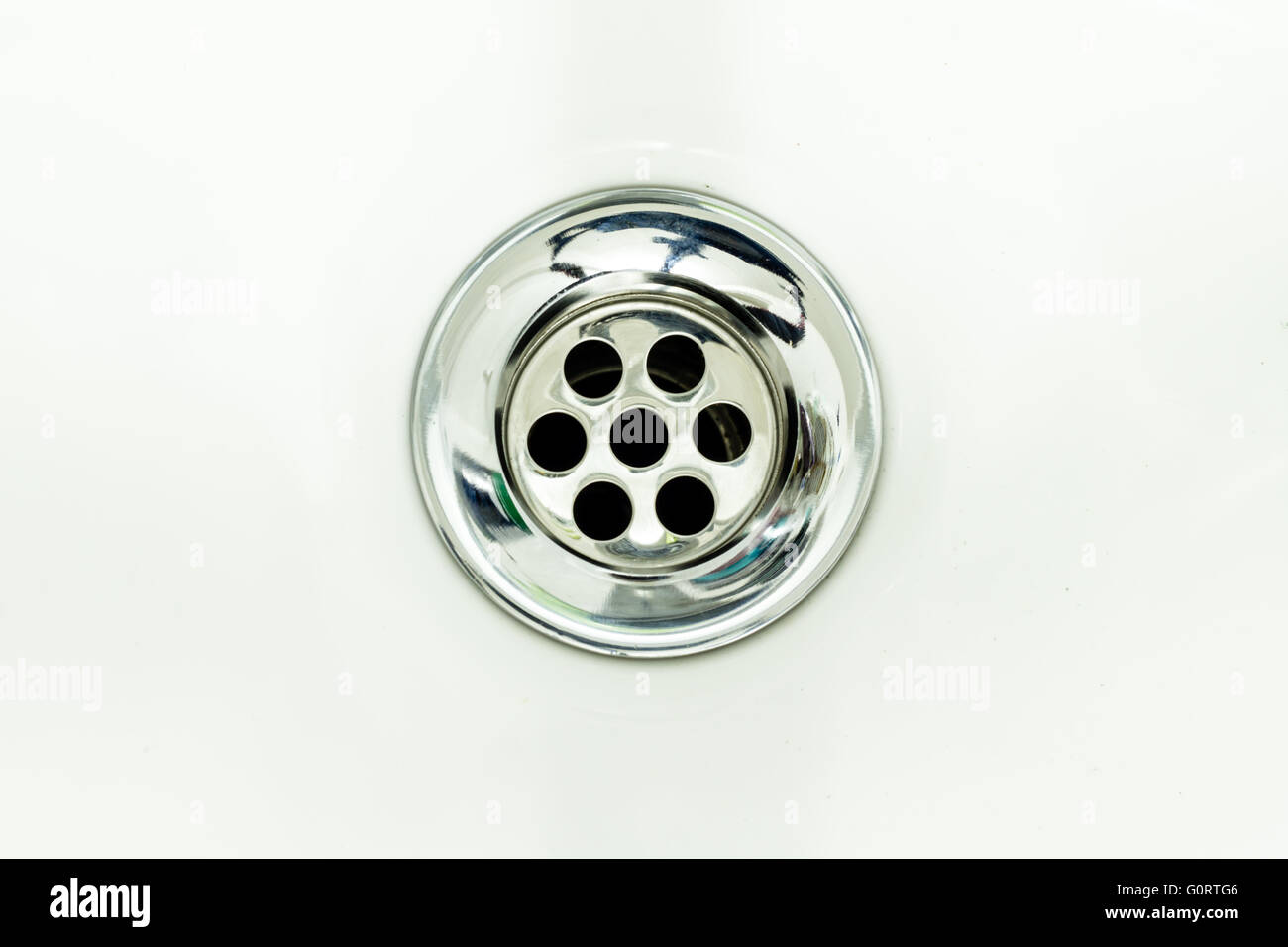 Nahaufnahme Foto von Kanalisation, Waschbecken Abfluss Stockfoto
