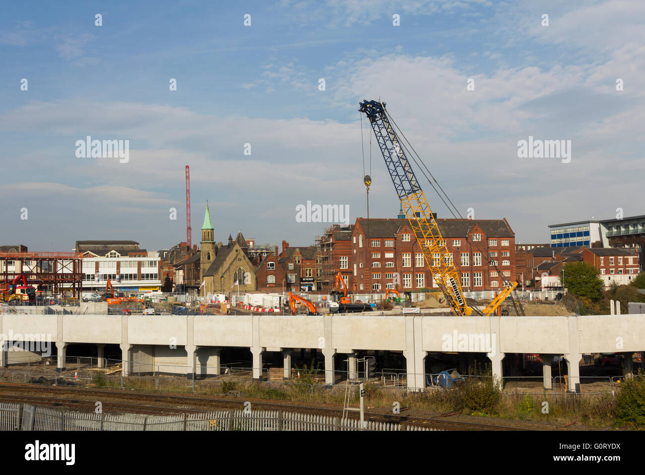 Bau In Arbeit auf den neuen Busbahnhof von Bolton. Stockfoto