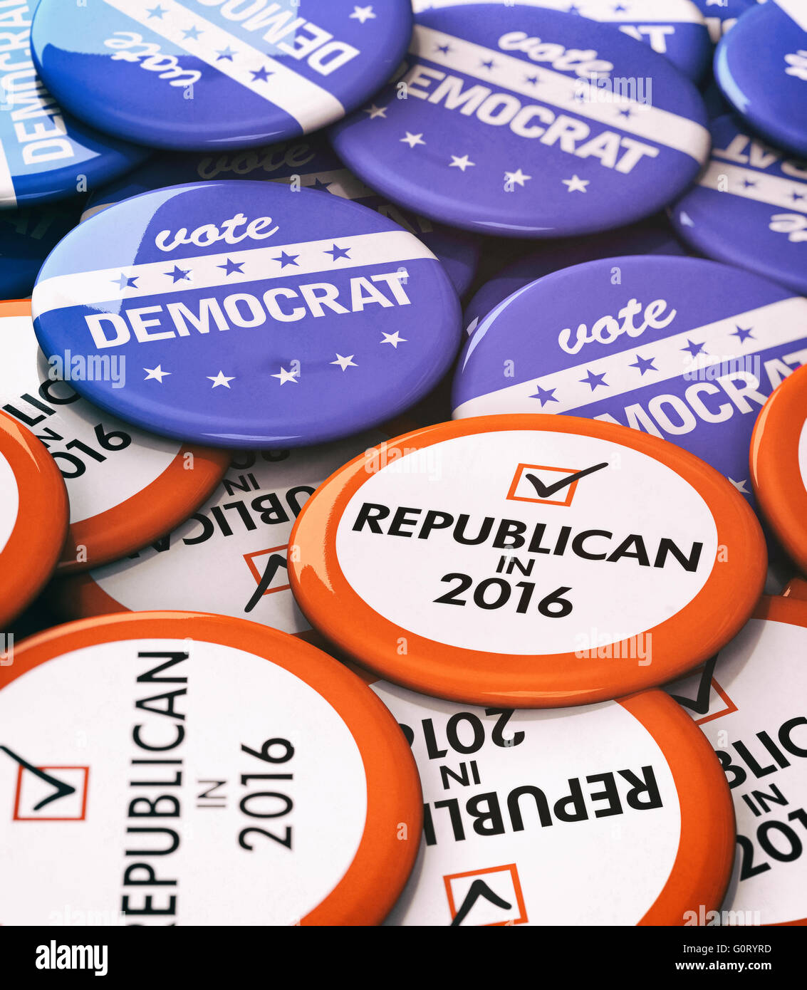 Wahl: Republikaner gegen Demokraten Tasten Stockfoto