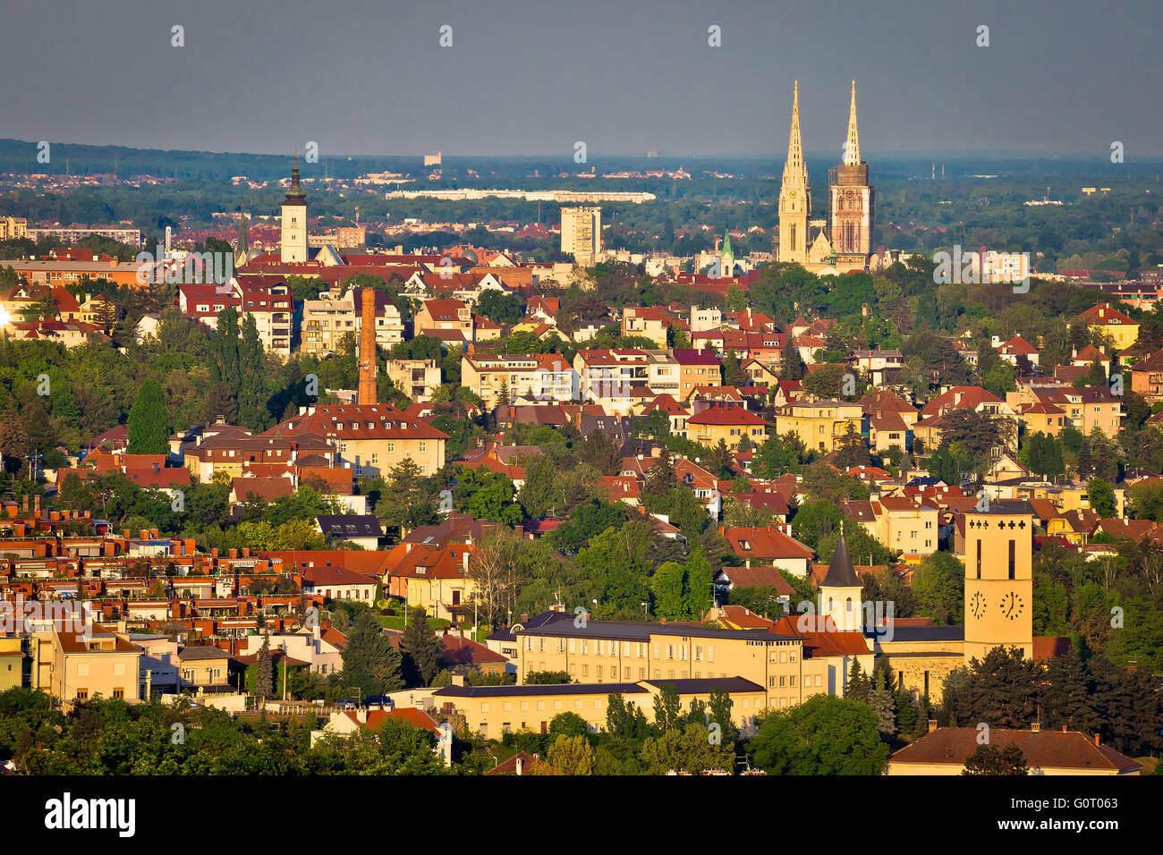 Skyline-Blick Stadt Zagreb, Hauptstadt Kroatiens Stockfoto
