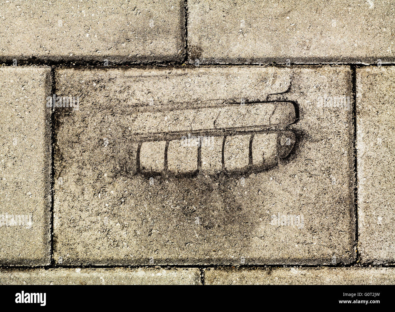 Reifen Marke auf einem konkreten Fliesenboden. Stockfoto