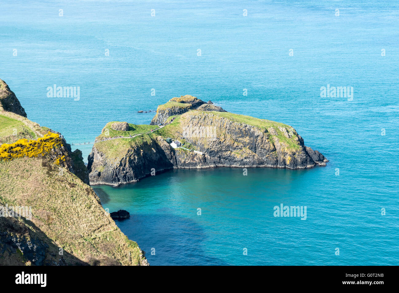 County Antrim Küste. Carrick-a-Rede. Stockfoto