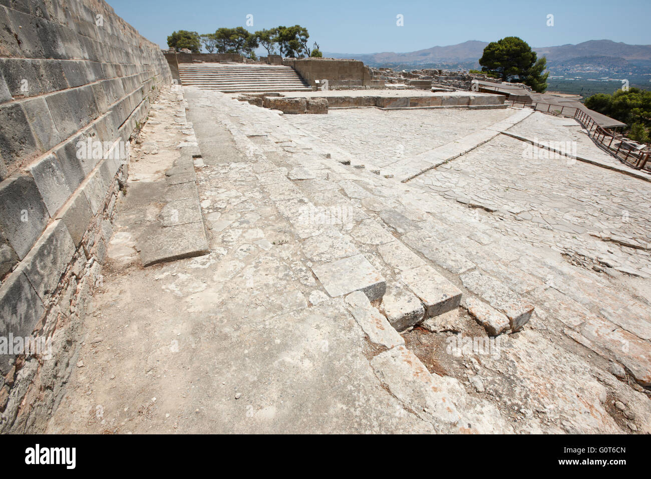 Phaestos minoischen Palast Stadt Ruinen auf Kreta. Griechenland. Horizontale Stockfoto