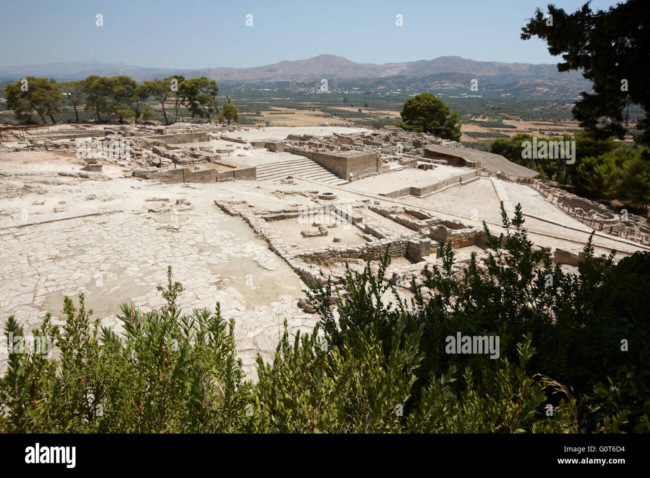 Phaestos minoischen Palast Stadt Ruinen auf Kreta. Griechenland. Horizontale Stockfoto