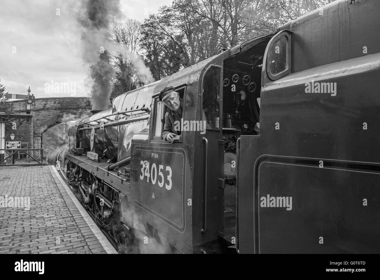 Arley Bahnhof auf die Severn Valley Railway in Monochrom, Worcestershire, England, UK Stockfoto