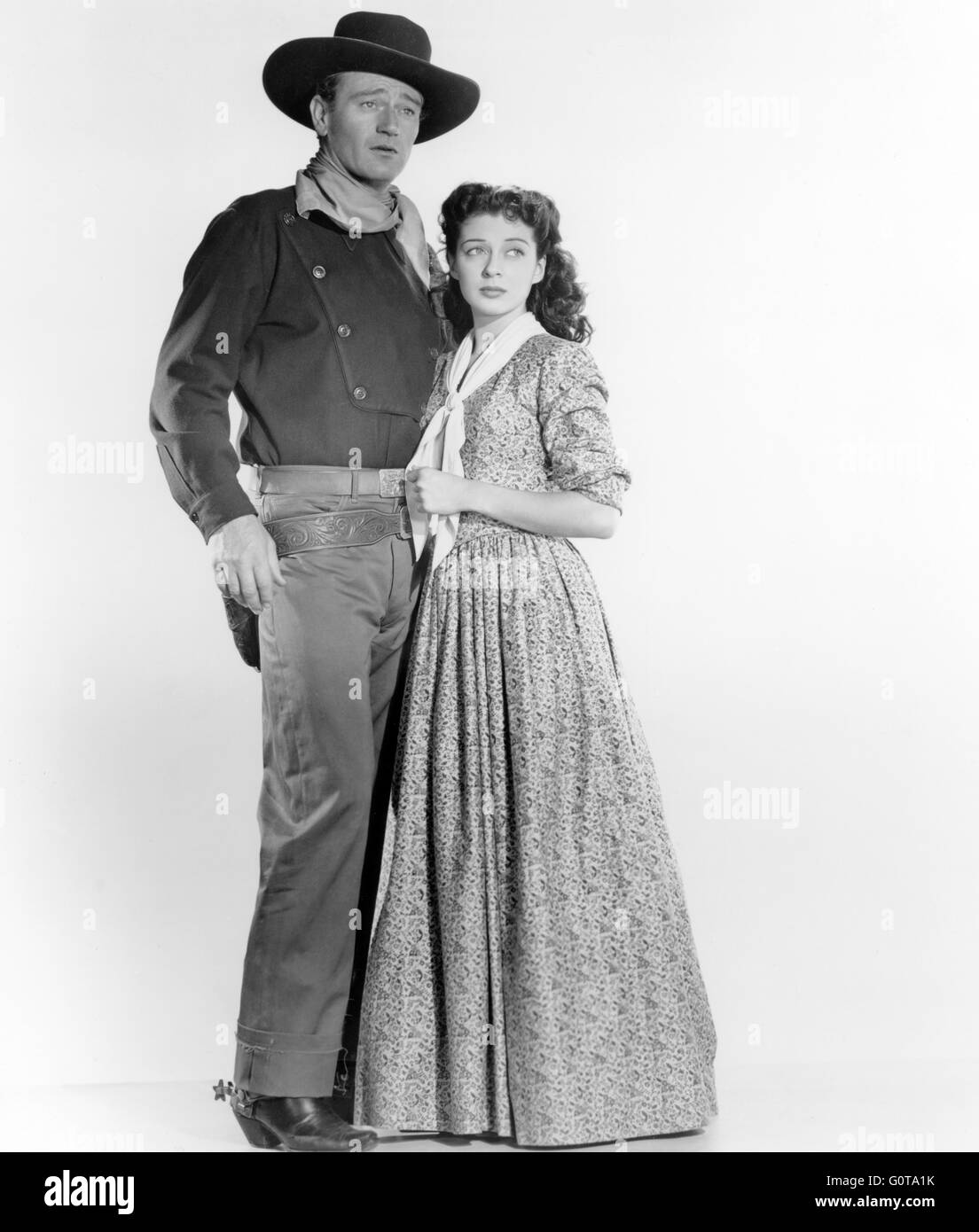John Wayne und Gail Russell / Engel und die Badman / 1947 unter der Regie von James Edward Grant (Republic Pictures) Stockfoto
