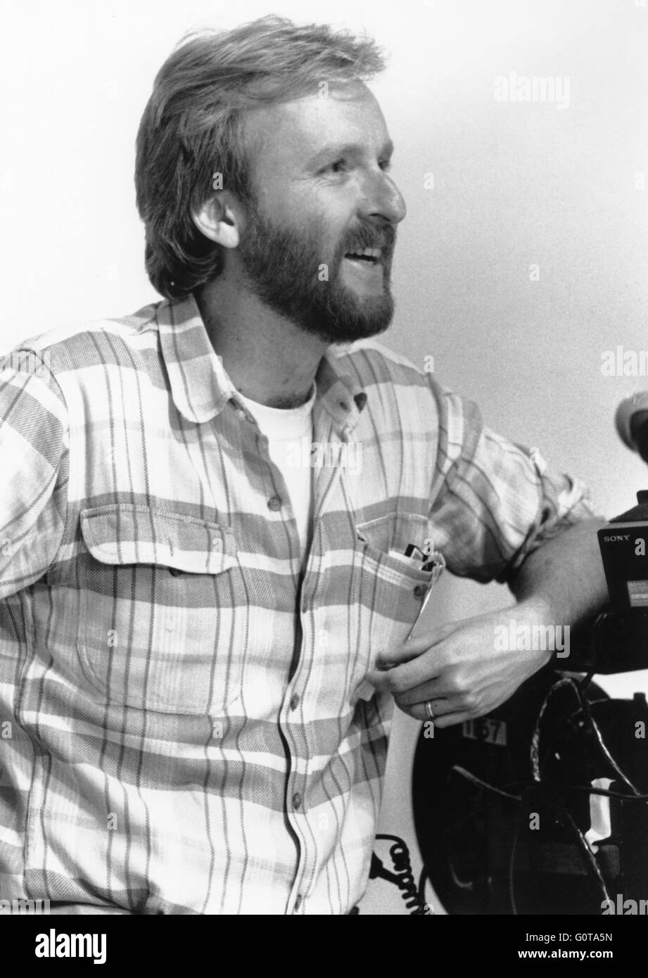 Am Set, James Cameron / Terminator 2: Judgement Day / 1991 unter der Regie von James Cameron (Carolco Pïctures) Stockfoto