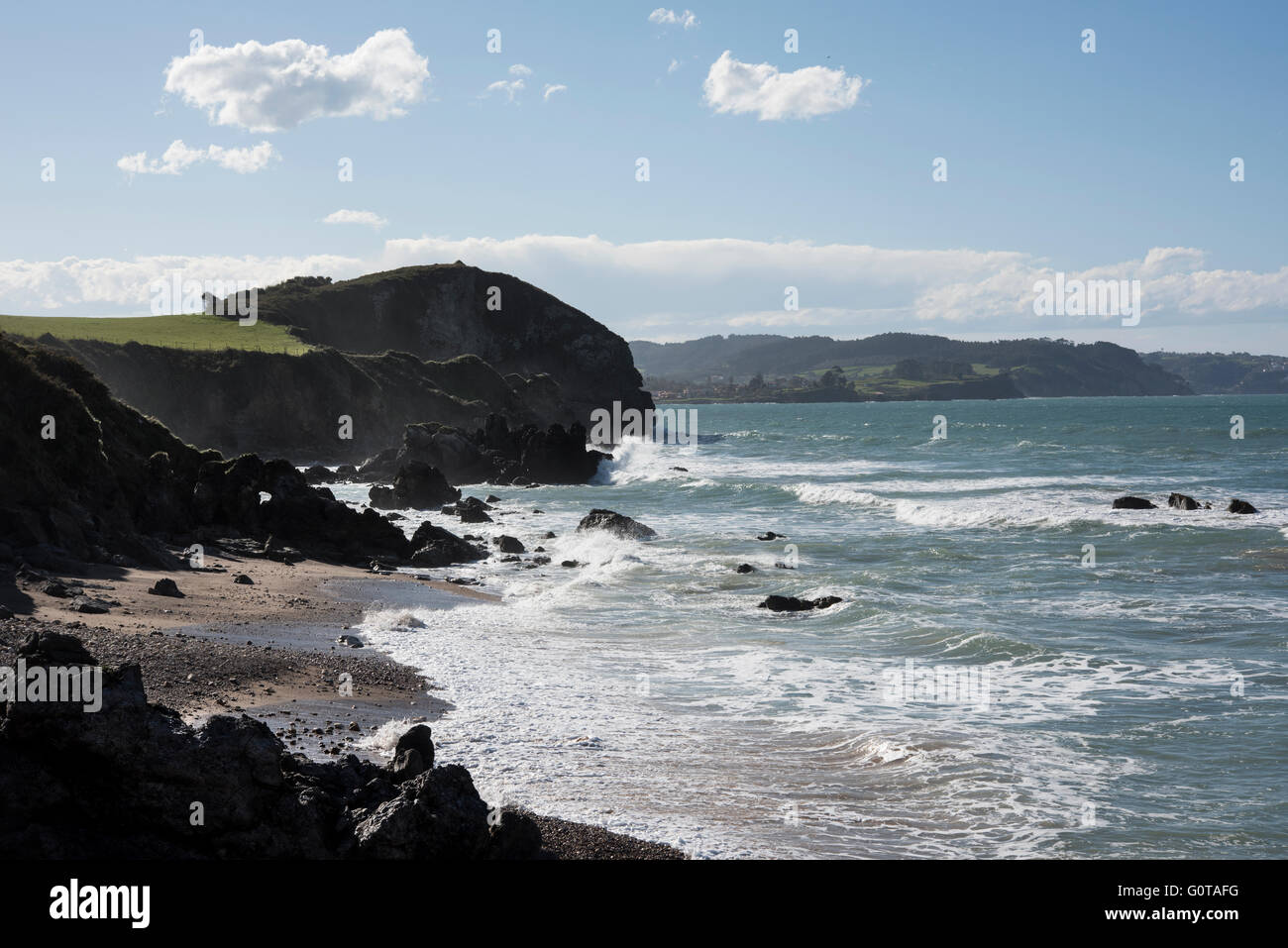 La Beciella, Playa de Espasa, Prado, Asturien, Nordspanien. Stockfoto