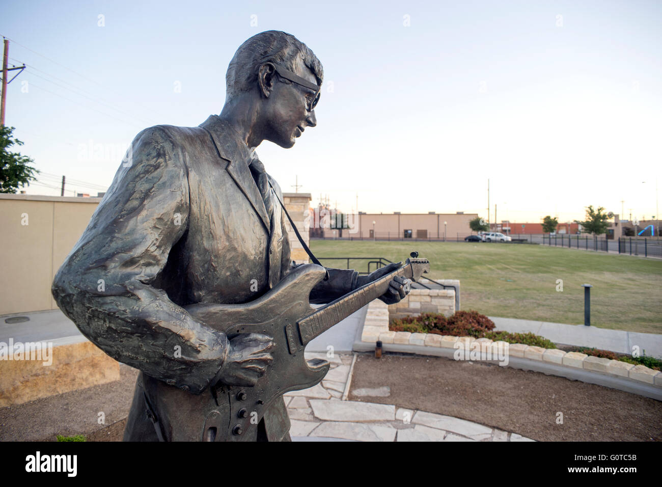 Statue von Buddy Holly in Lubbock, Texas. Charles Hardin Holley (7. September 1936 – 3. Februar 1959), bekannt als Buddy Holly. Stockfoto