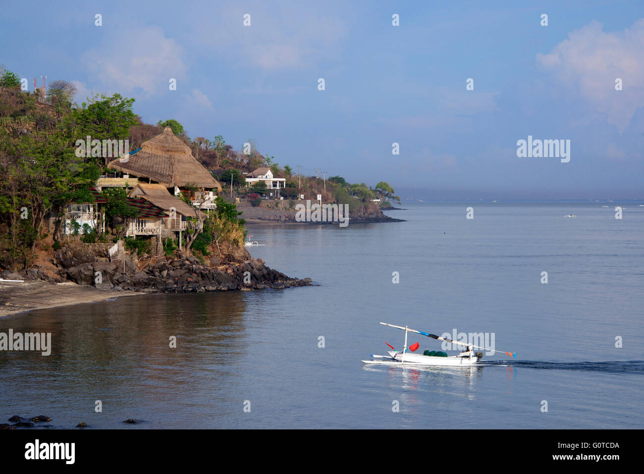 Angelboot/Fischerboot Selang Amed Ostküste Bali Indonesien zurück Stockfoto