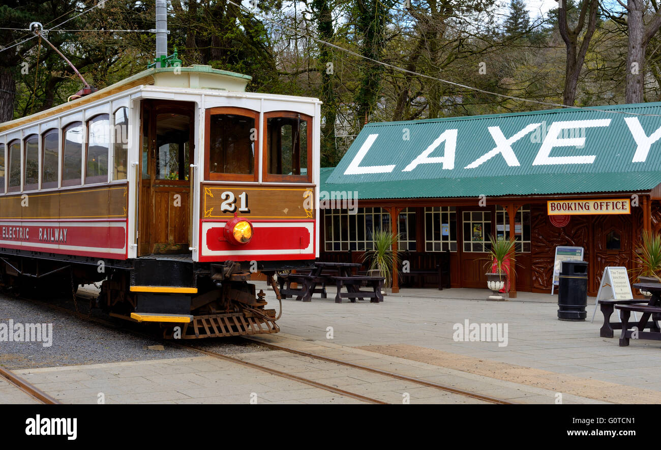 Manx electric Railway Straßenbahn Haltestelle Laxey Stockfoto