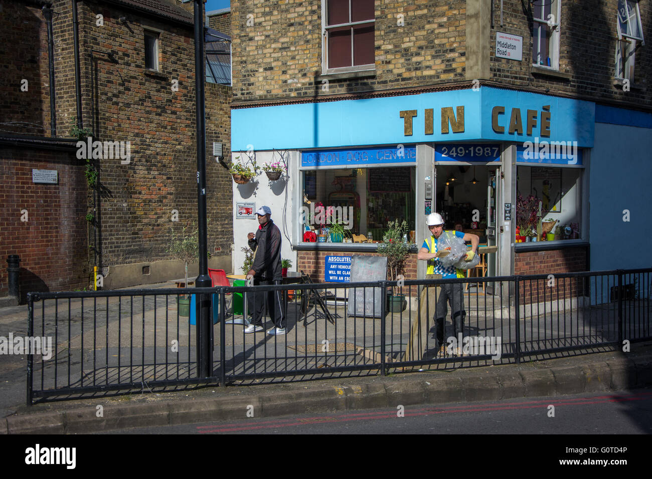 Zinn-Café, Haggerston, East London Stockfoto