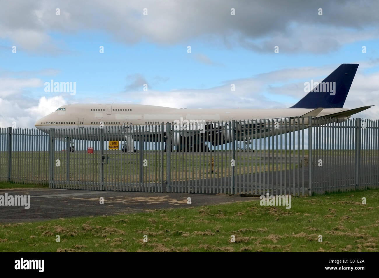 Eine Boeing 747 erwartet Stilllegung und Rückbau auf 25. April 2016 in Cotswold Airport, Kemble, Gloucestershire, England, UK. Stockfoto