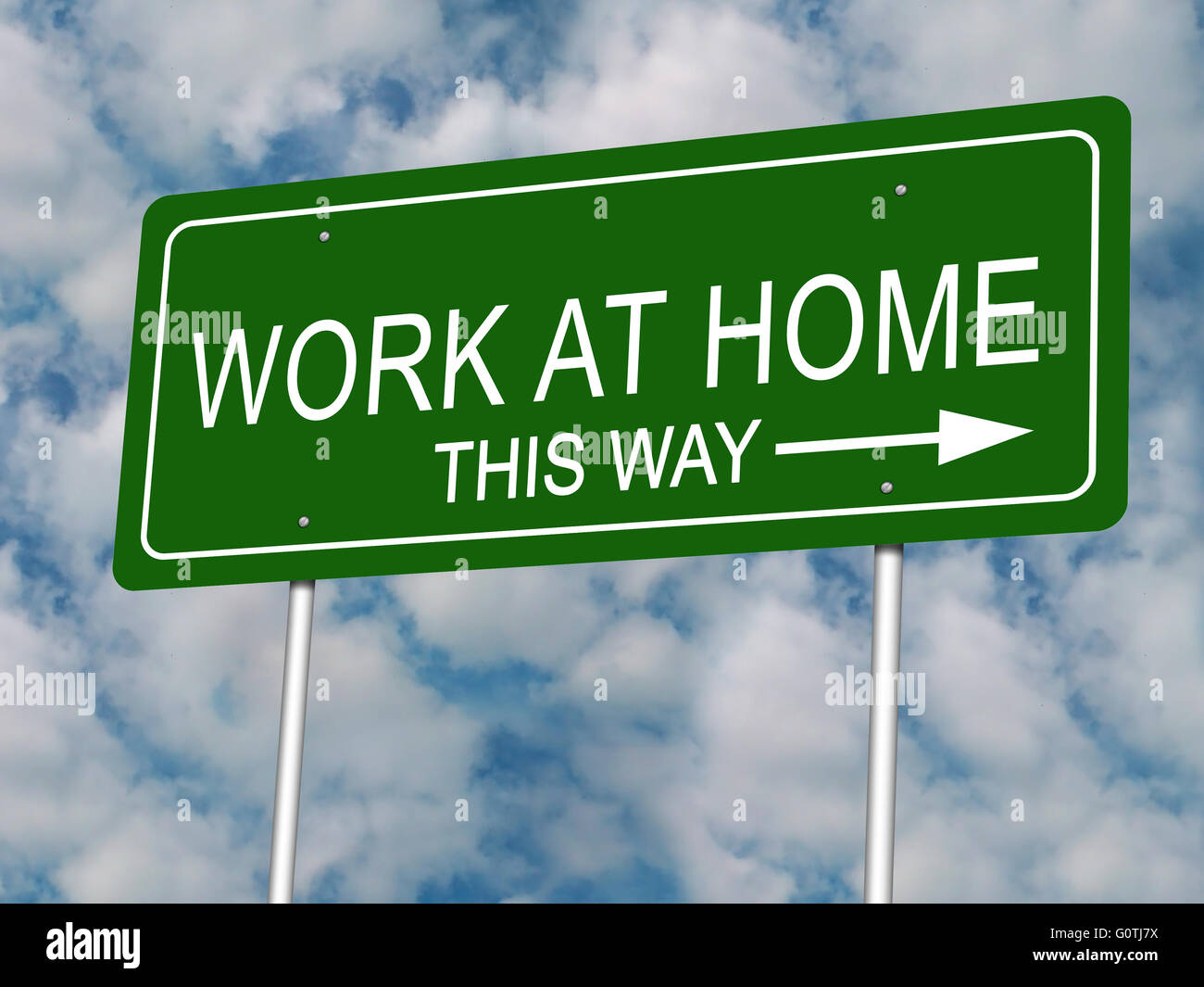 Arbeit zu Hause Straßenschild Stockfoto