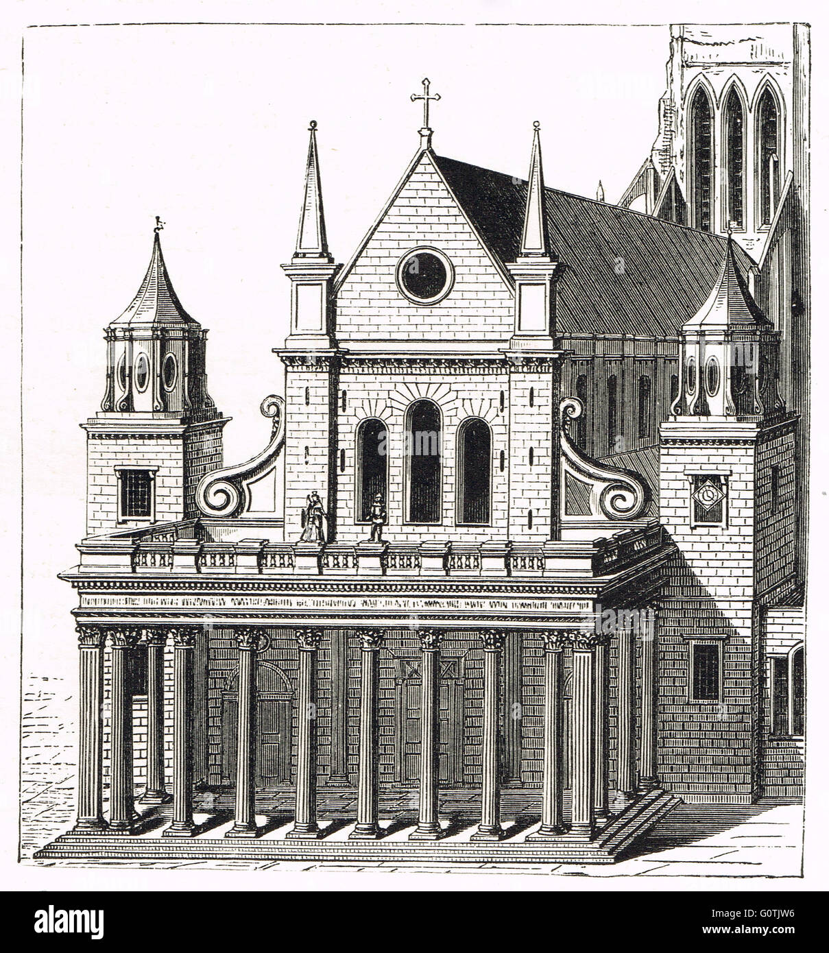 Veranda von Inigo Jones für die alte St Pauls Cathedral Stockfoto